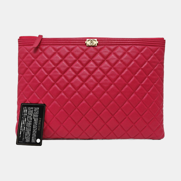 BOY CHANEL Large Quilted Calfskin Pink