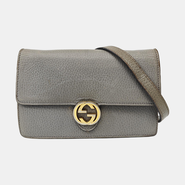 Interlocking G Small Calfskin Gray