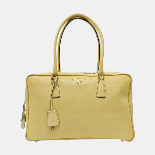 Saffiano Calfskin Top Handle Bag Yellow