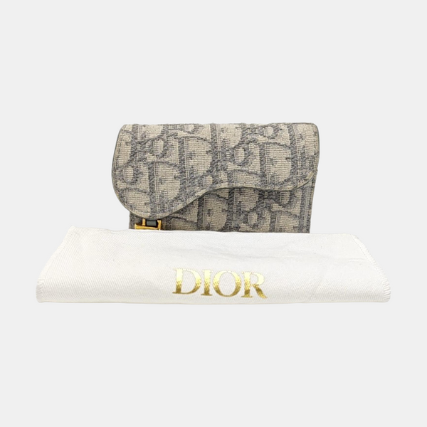 Saddle Mini Oblique Canvas Gray Wallet