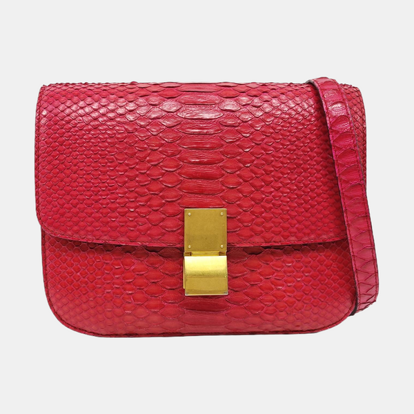 Authenticated pre-owned CLASSIC BOX Medium Python Red - Shoulder Bag at Looply