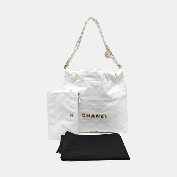 CHANEL 22 Small Quilted Calfskin White