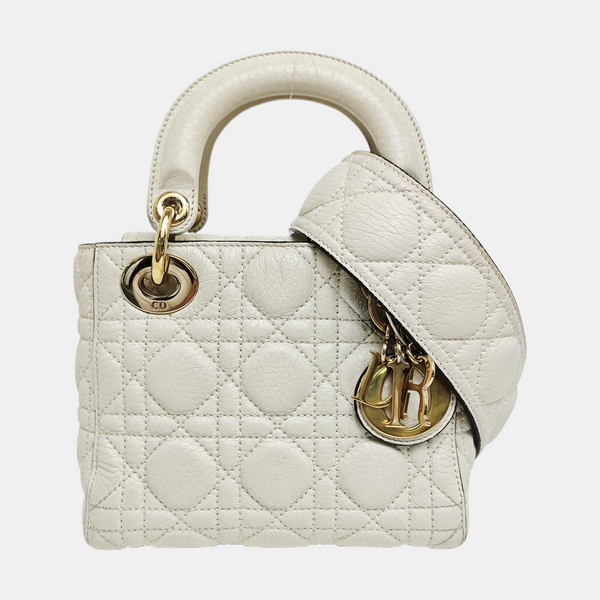 Lady Dior Mini Piel de Cordero Blanca
