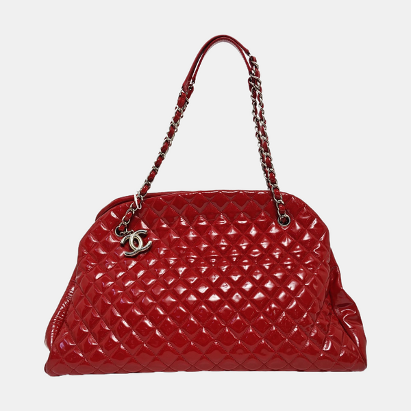 JUST MADEMOISELLE Large Quilted Patent Leather Red