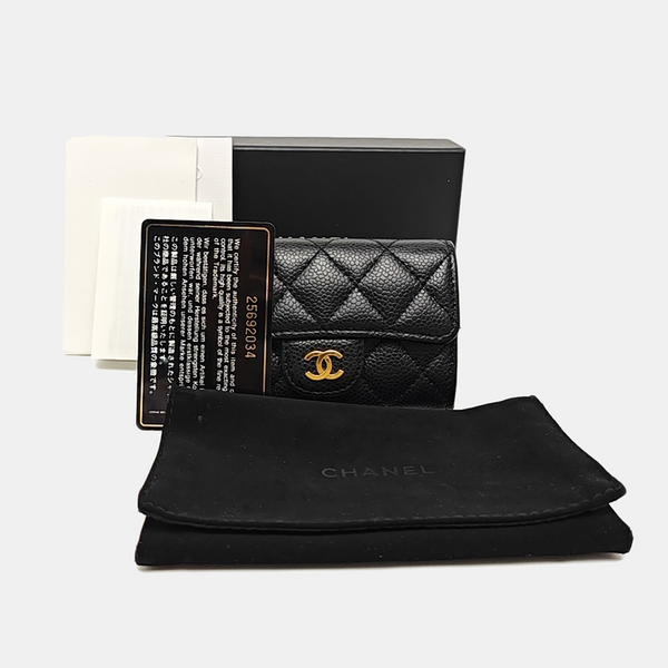 CLASSIC FLAP Quilted Grained Calfskin Black Wallet