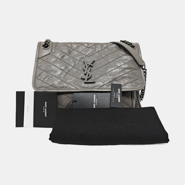 NIKI Medium Chevron Calfskin Gray