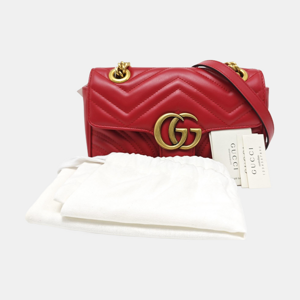 GG Marmont Small Quilted Calfskin Red
