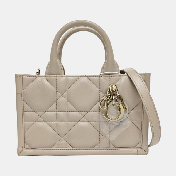 Book Tote Mini Cannage Calfskin Beige