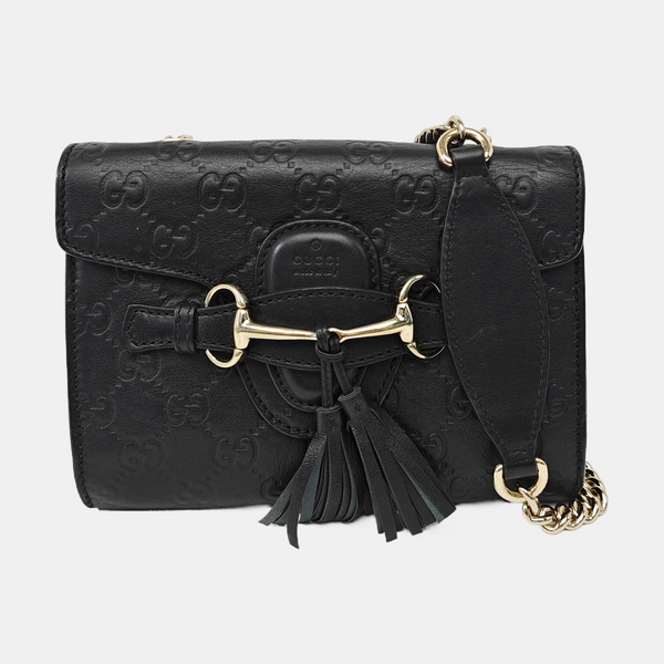Emily Chain Mini Monogram Calfskin Black
