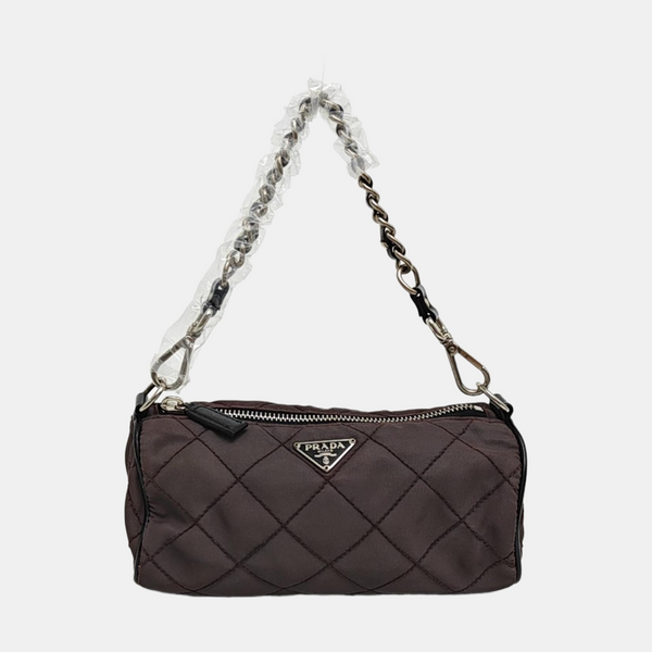 Quilted Nylon Top Handle Bag Purple