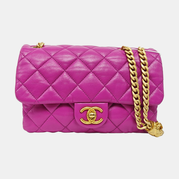 Authenticated pre-owned CLASSIC FLAP Quilted Lambskin Purple - Shoulder Bag at Looply