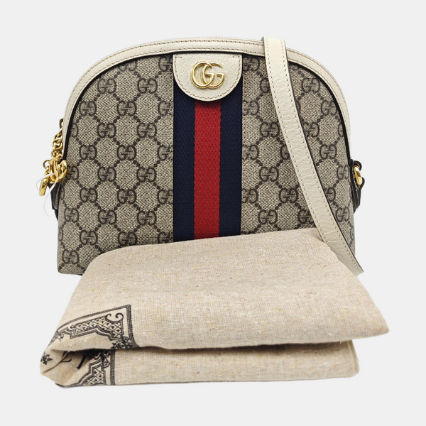 Ophidia Small Monogram Coated Canvas Beige