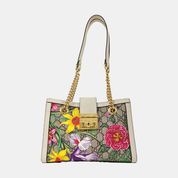 Padlock Small Monogram Coated Canvas Beige