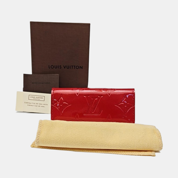 Monogram Patent Leather Key Pouch Red