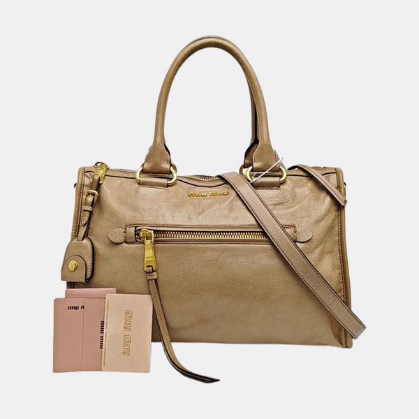 Shoulder Strap Calfskin Beige