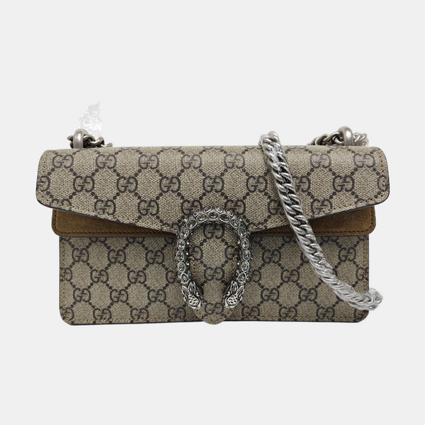 Dionysus Small Monogram Coated Canvas Beige