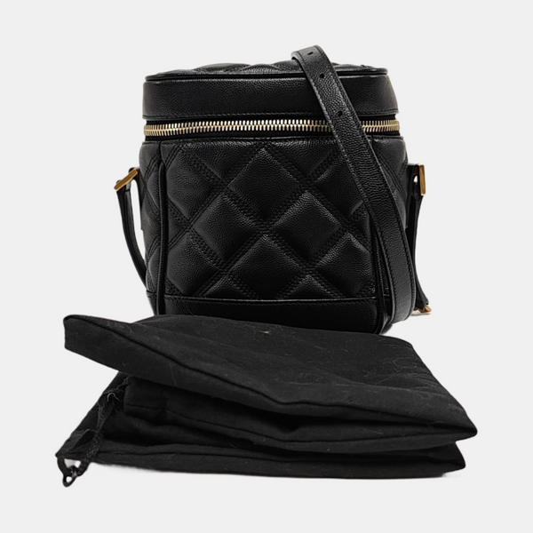 80'S VANITY Quilted Calfskin Black