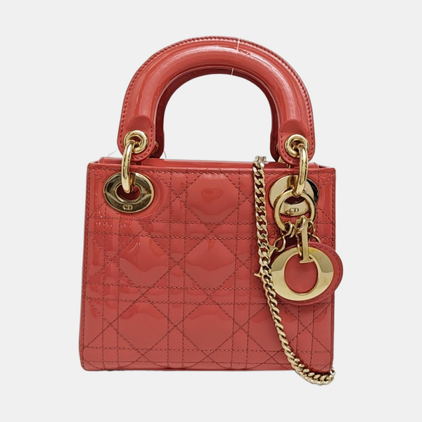 Lady Dior Mini Cannage Patent Leather Pink