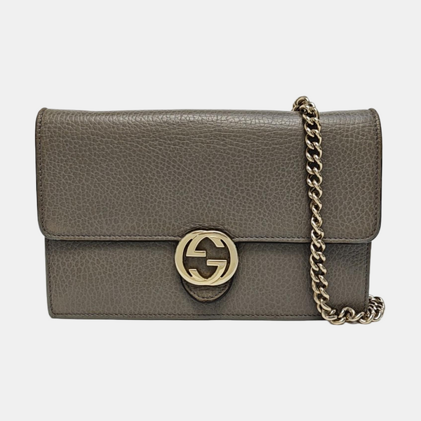Interlocking G Small Calfskin Gray