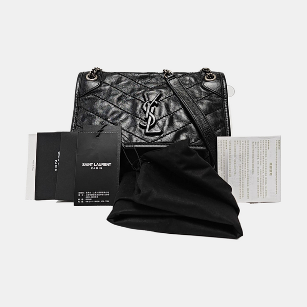 NIKI Small Chevron Calfskin Black