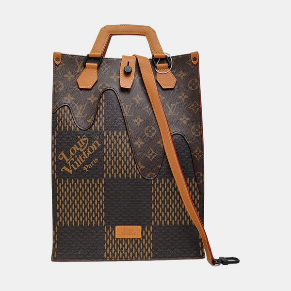 SAC PLAT Damier Ebene Coated Canvas Brown
