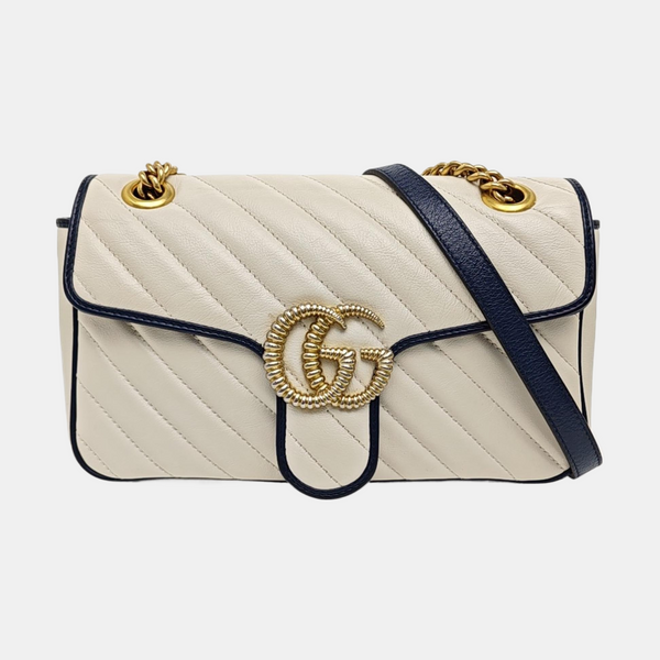 GG Marmont Medium Quilted Calfskin White