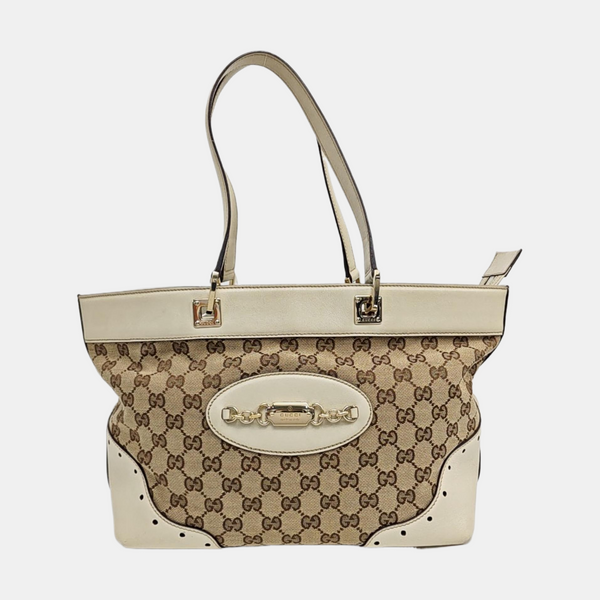 Monogram Canvas Tote Bag Beige