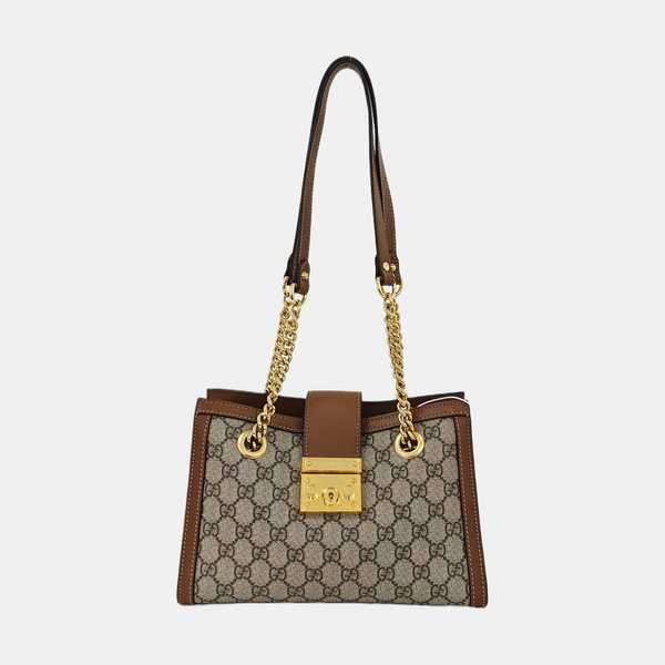 Padlock Small Monogram Coated Canvas Beige