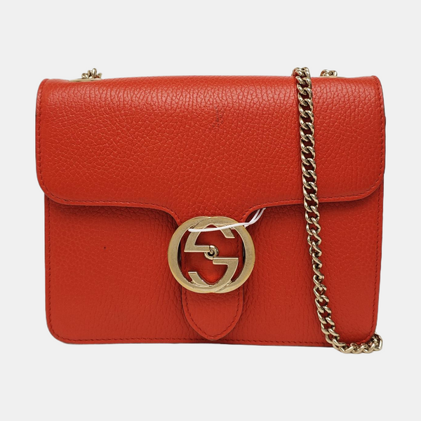 Interlocking G Small Calfskin Orange