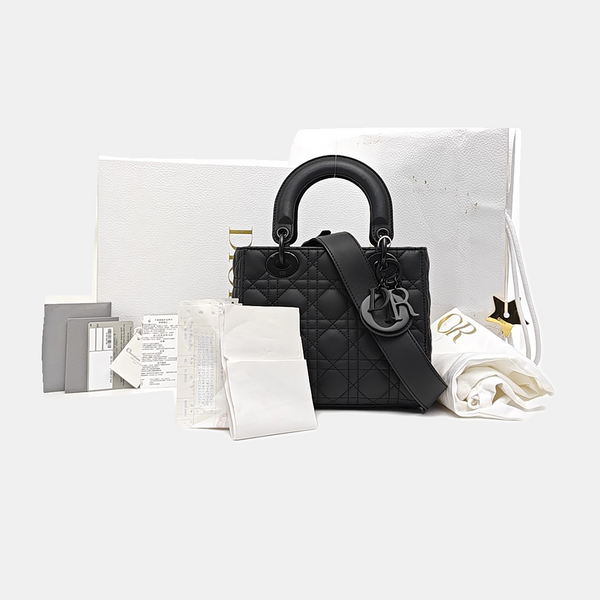 Lady Dior Small Cannage Calfskin Black