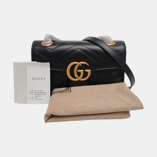 GG Marmont Small Quilted Calfskin Black