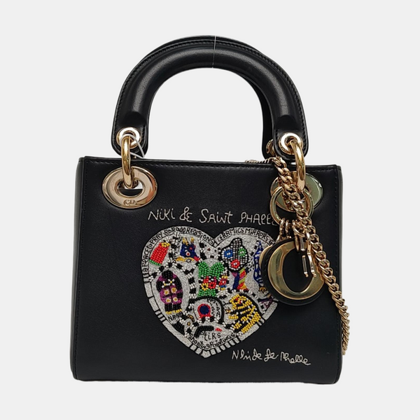 Authenticated pre-owned Lady Dior Mini Lambskin Black - Tote Bag at Looply