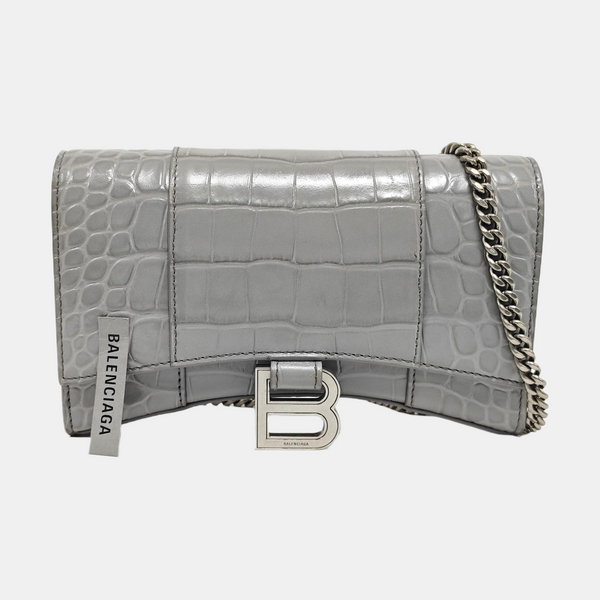 Hourglass Wallet On Chain Mini Calfskin Gray
