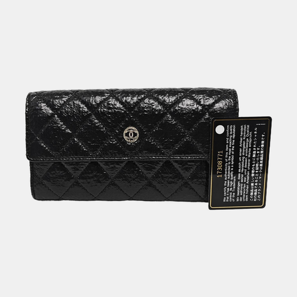 Quilted Calfskin Wallet Black