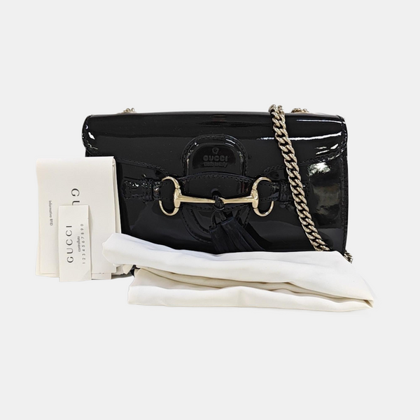 Emily Chain Small Patent Leather Black