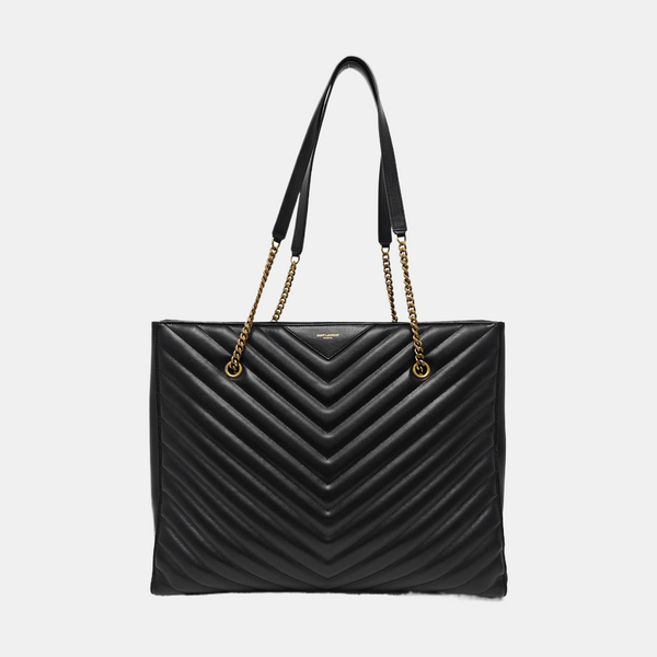 TRIBECA Chevron Calfskin Black