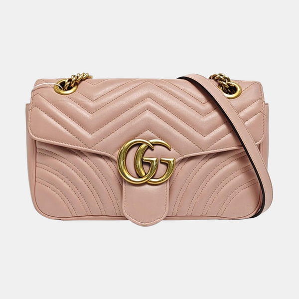 GG Marmont Medium Quilted Calfskin Pink