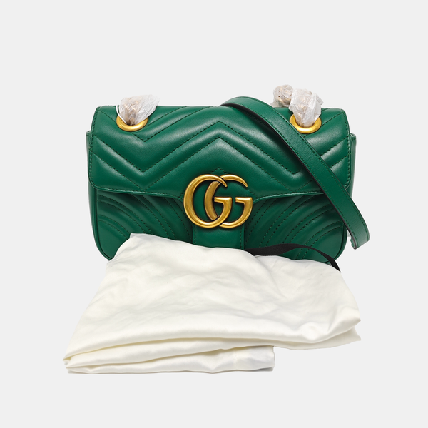 GG Marmont Small Quilted Calfskin Green