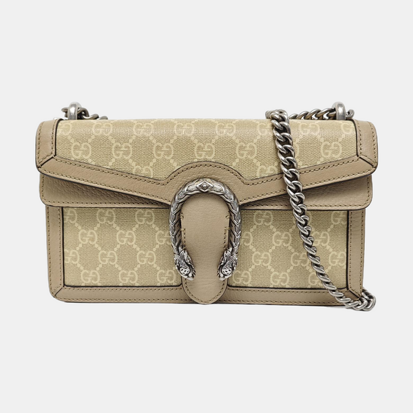 Dionysus Small Monogram Coated Canvas Beige