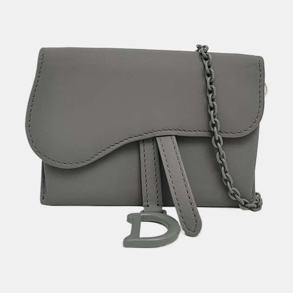 Authenticated pre-owned Saddle Calfskin Grey - Shoulder Bag at Looply