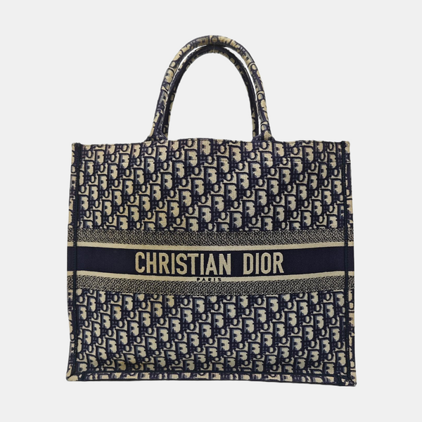 Book Tote Large Oblique Canvas Blue