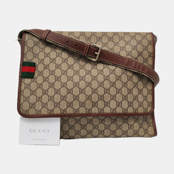 GG Messenger Monogram Coated Canvas Beige