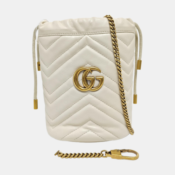 GG Marmont Mini Quilted Calfskin White