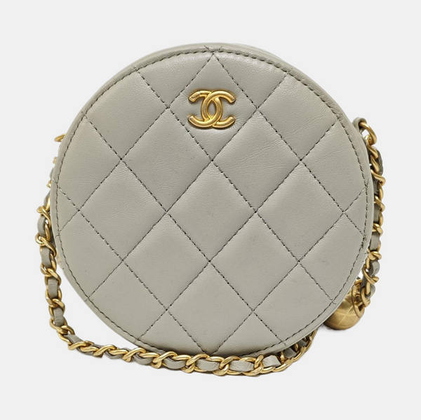 ROUND Quilted Lambskin Gray
