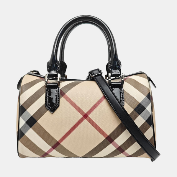 Coated Canvas Top Handle Bag Beige