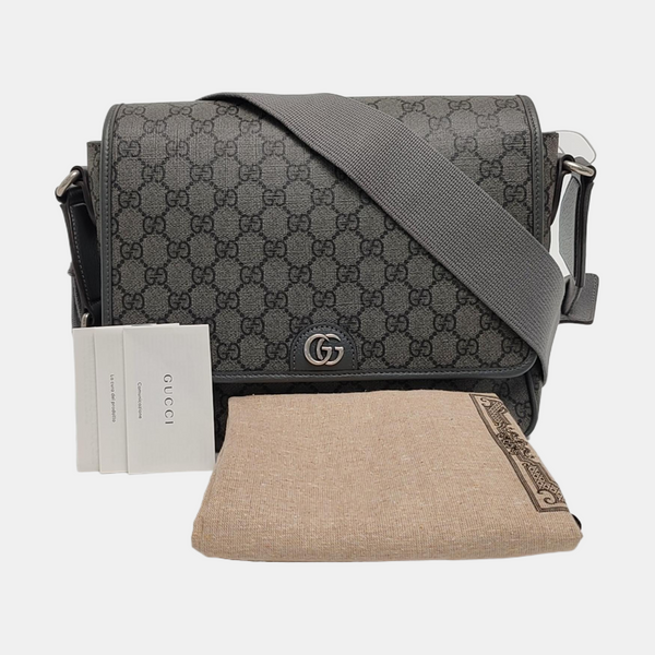 Ophidia Medium Monogram Coated Canvas Gray