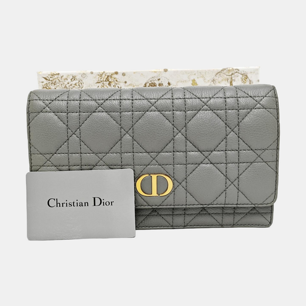 Dior Caro Small Cannage Calfskin Gray