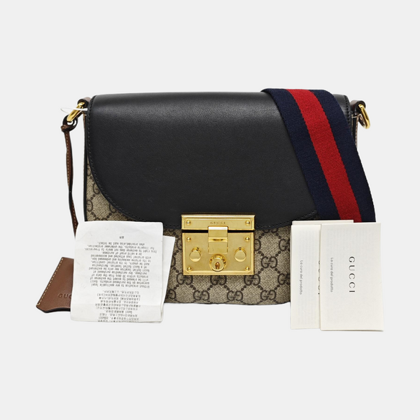 Padlock Medium Monogram Coated Canvas Beige