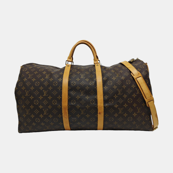 KEEPALL 60 Monogram Coated Canvas Brown