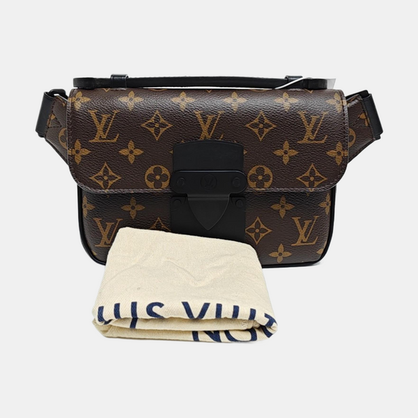 S LOCK Monogram Coated Canvas Brown